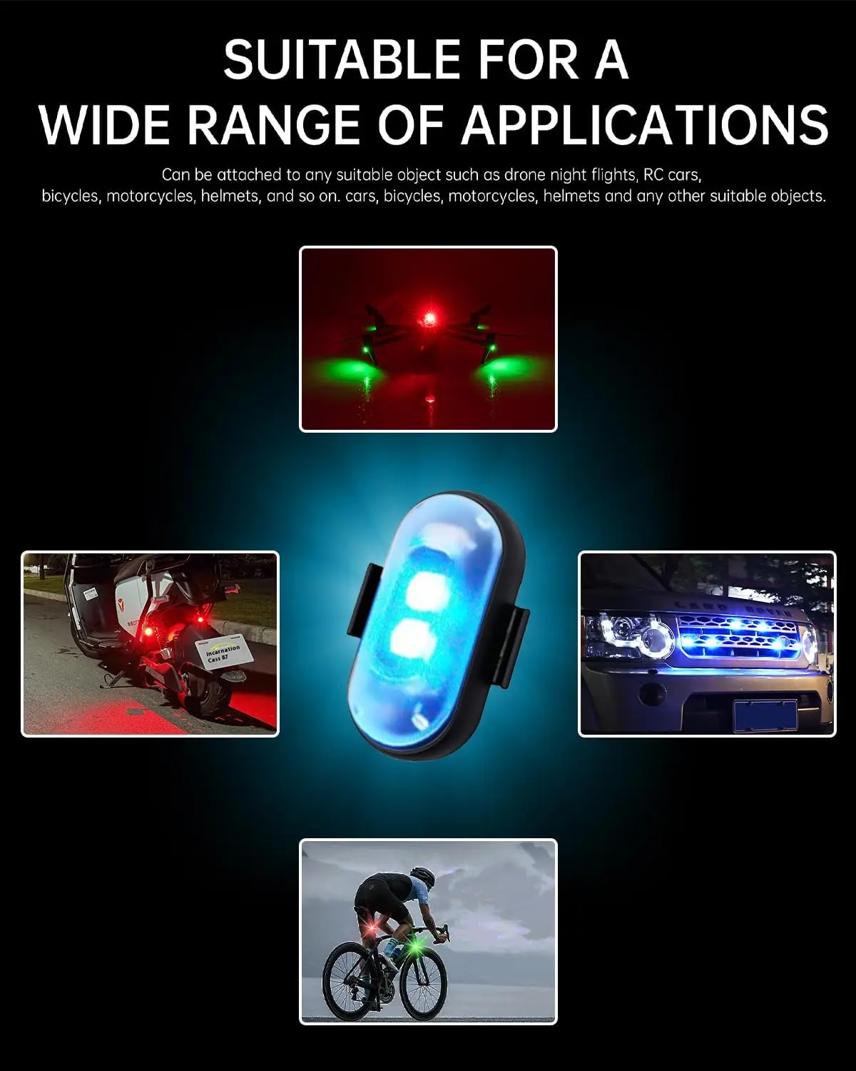 4PCS Wireless Led Strobe Lights With Remote, 8 Colors Wireless Led Anti Collision Lights Rechargeable Emergency Strobe Warning F