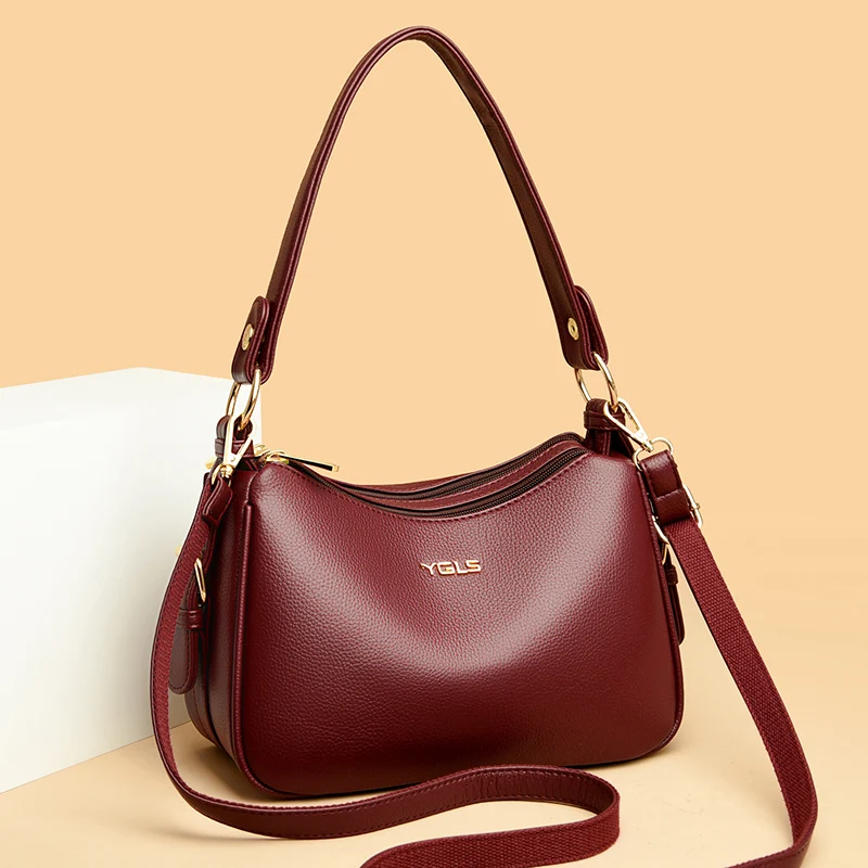 Women Fashion Handbag High Quality Soft Leather Underarm Bag Large Capacity Female Shoulder Messenger Bag Solid Color Tote Bags