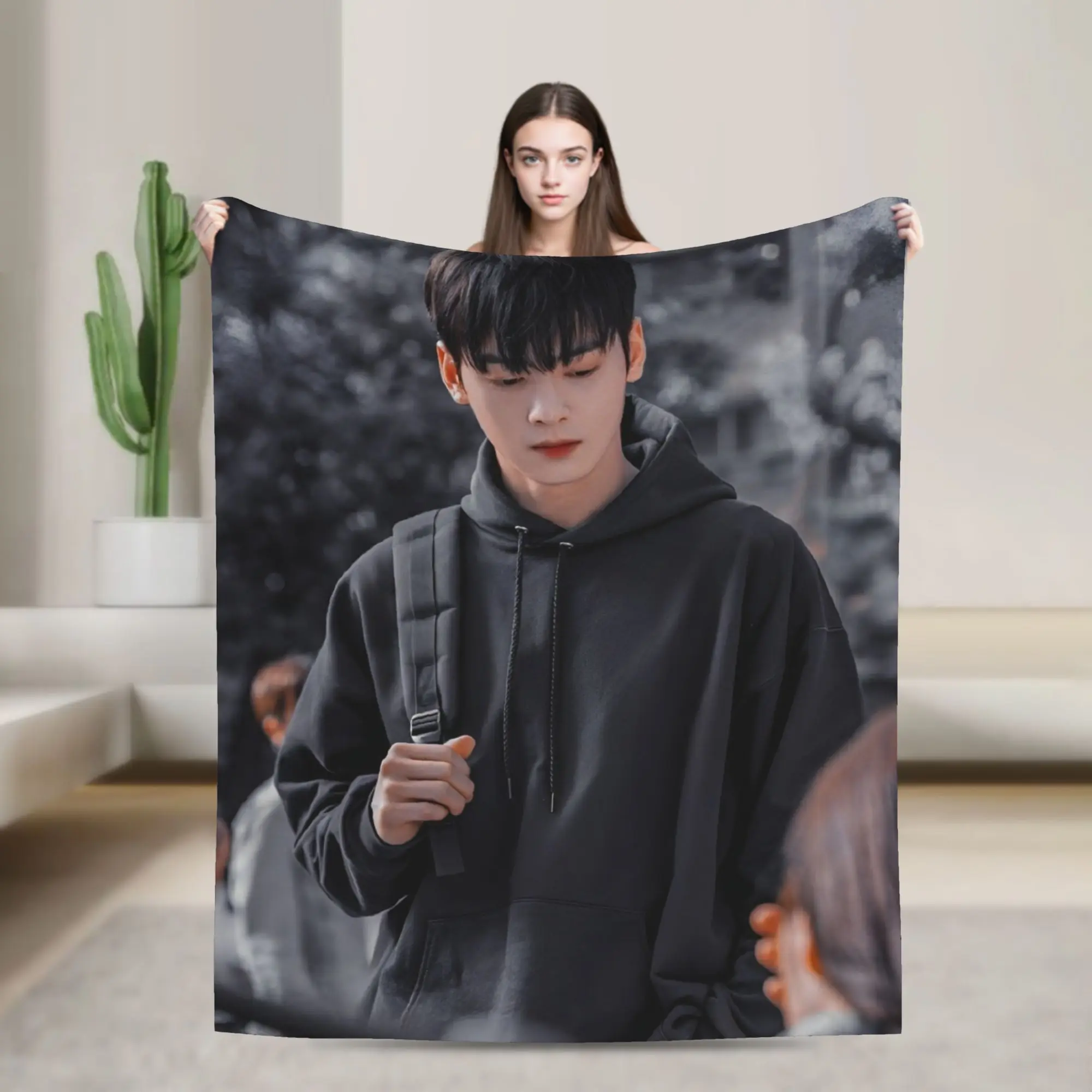 True Beauty Series Hwang in Youp Cha EunWoo Fleece Blanket  Customized Throw Blanket for Bed Sofa Couch 125*100cm Bedspread