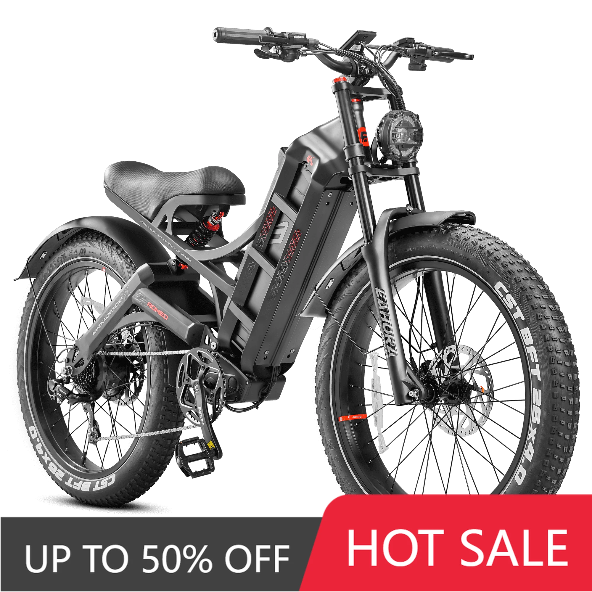 

JYF Eahora Romeo Professional Electric Bike Mountain Fat Tire Dirt Electric Bike 60Ah 250W Wheel Hub Motor Moped Hybrid Electric