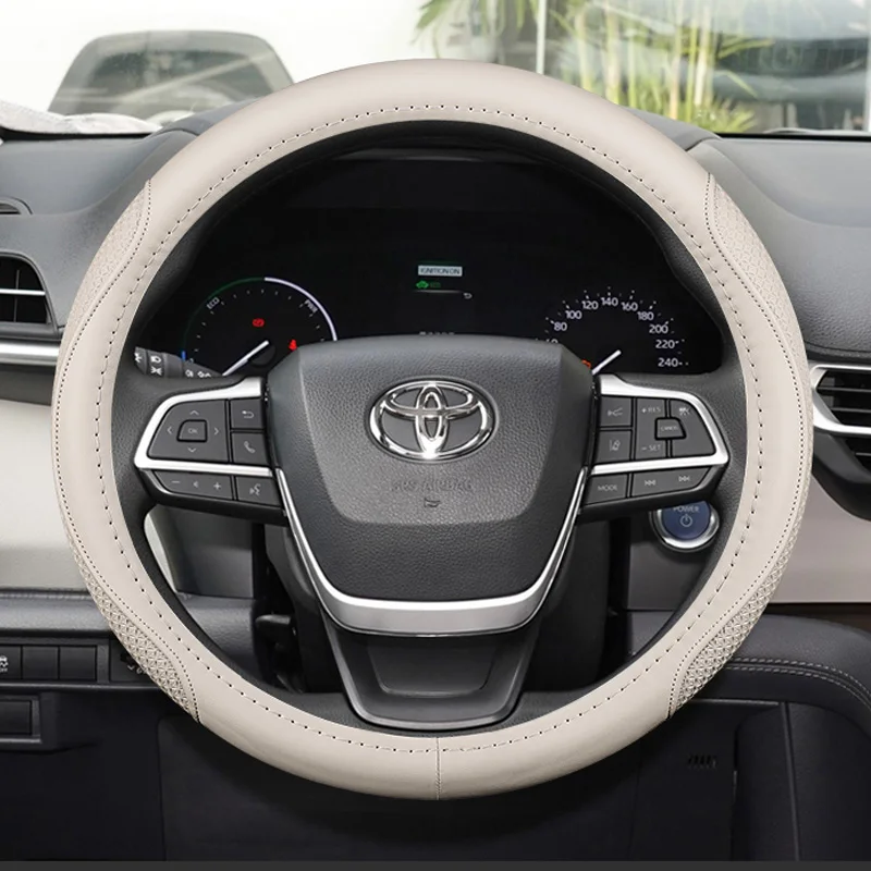 For Toyota Highlander Avalon Camry Corolla CITY RAV4 Interior O Shape Steering Wheel Cover Brain Covers Car Accessories Leather