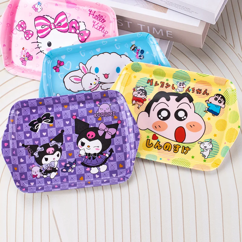 سانريو كورومي مرحبا كيتي شخصيات كرتونية لوحة صينية للوجبات الخفيفة أطباق فاكهه مقبض مزدوج صينية الخبز عموم الميلامين الراتنج أدوات المائدة