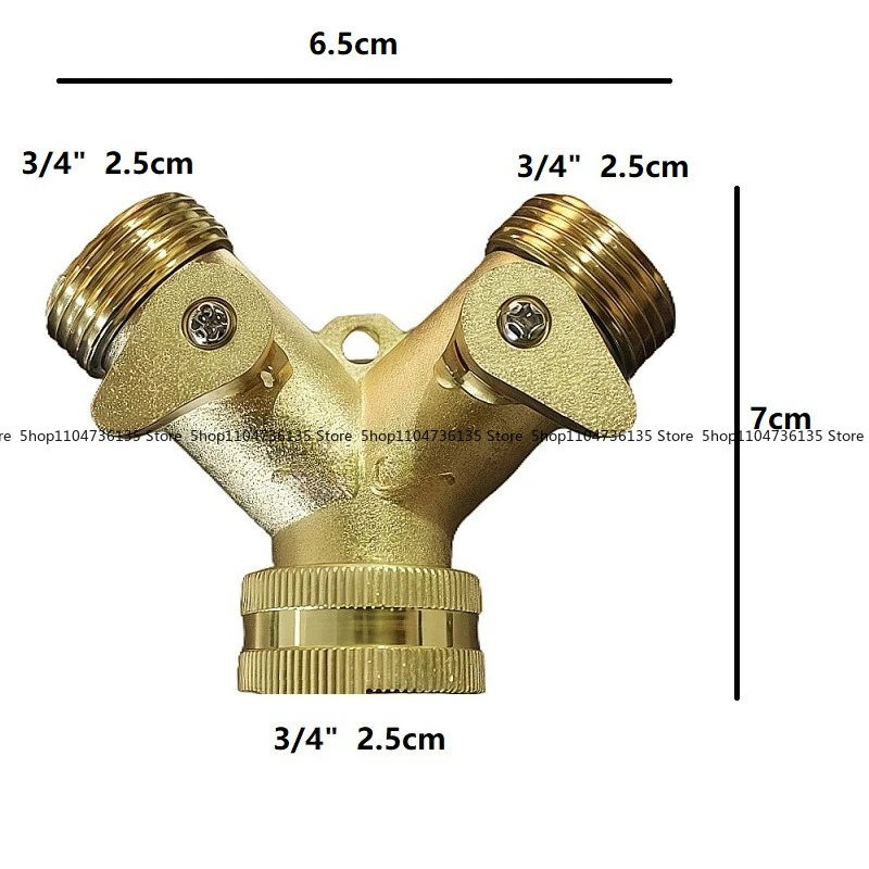 2Pcs metal Y-type water separator, three-way ball valve faucet, 3/4 