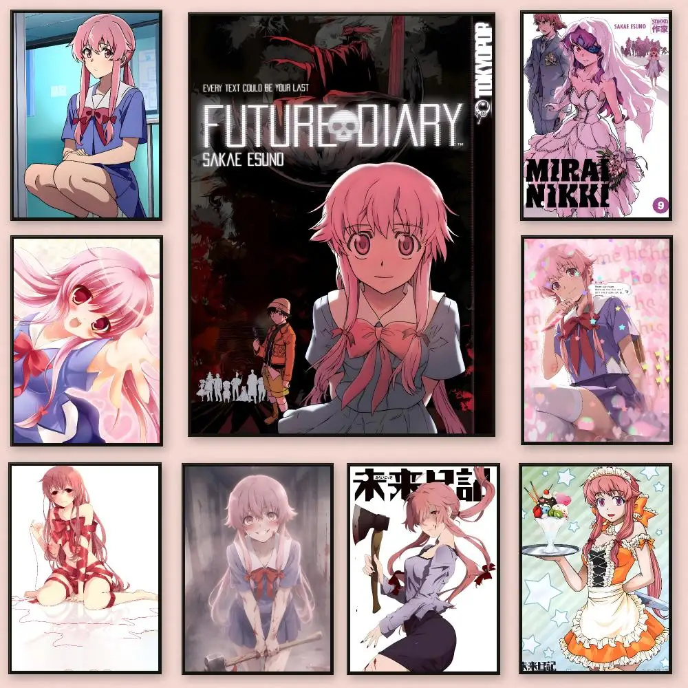 Dark anime Mirai Nikki Poster Series HD Wall Living Room Home Decor Gift