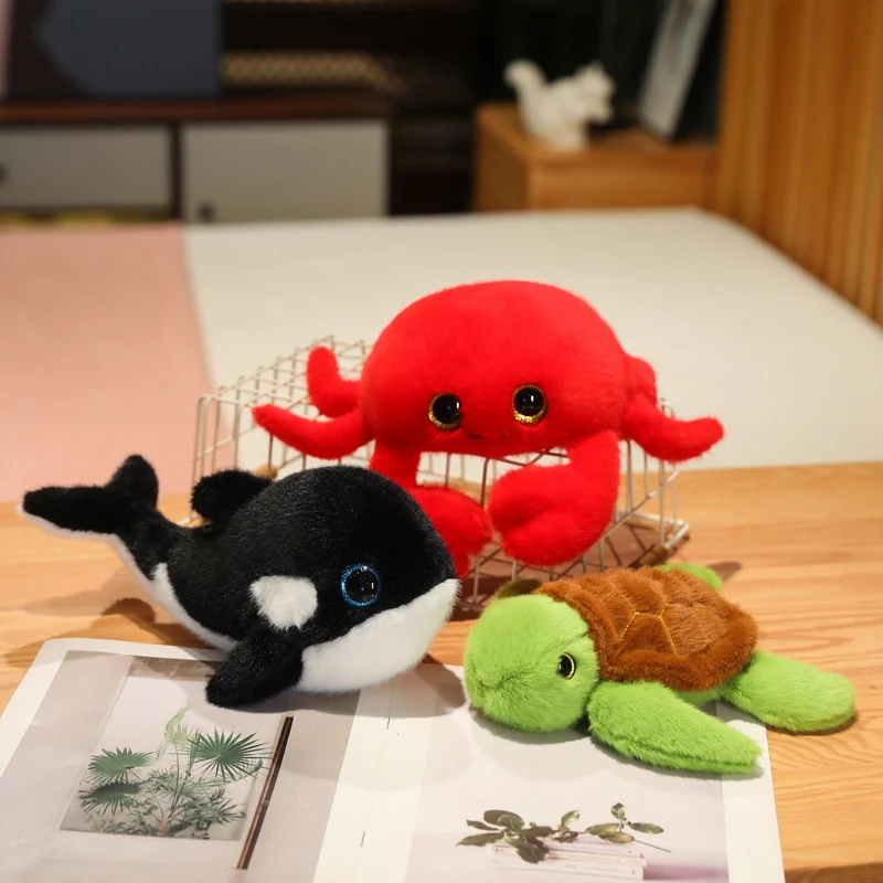 Cartoon Marine Animal Series Plush Toys Cute Small Clownfish Octopus Tortoise Whale Crab And Shark Doll Cute Play Game Toys