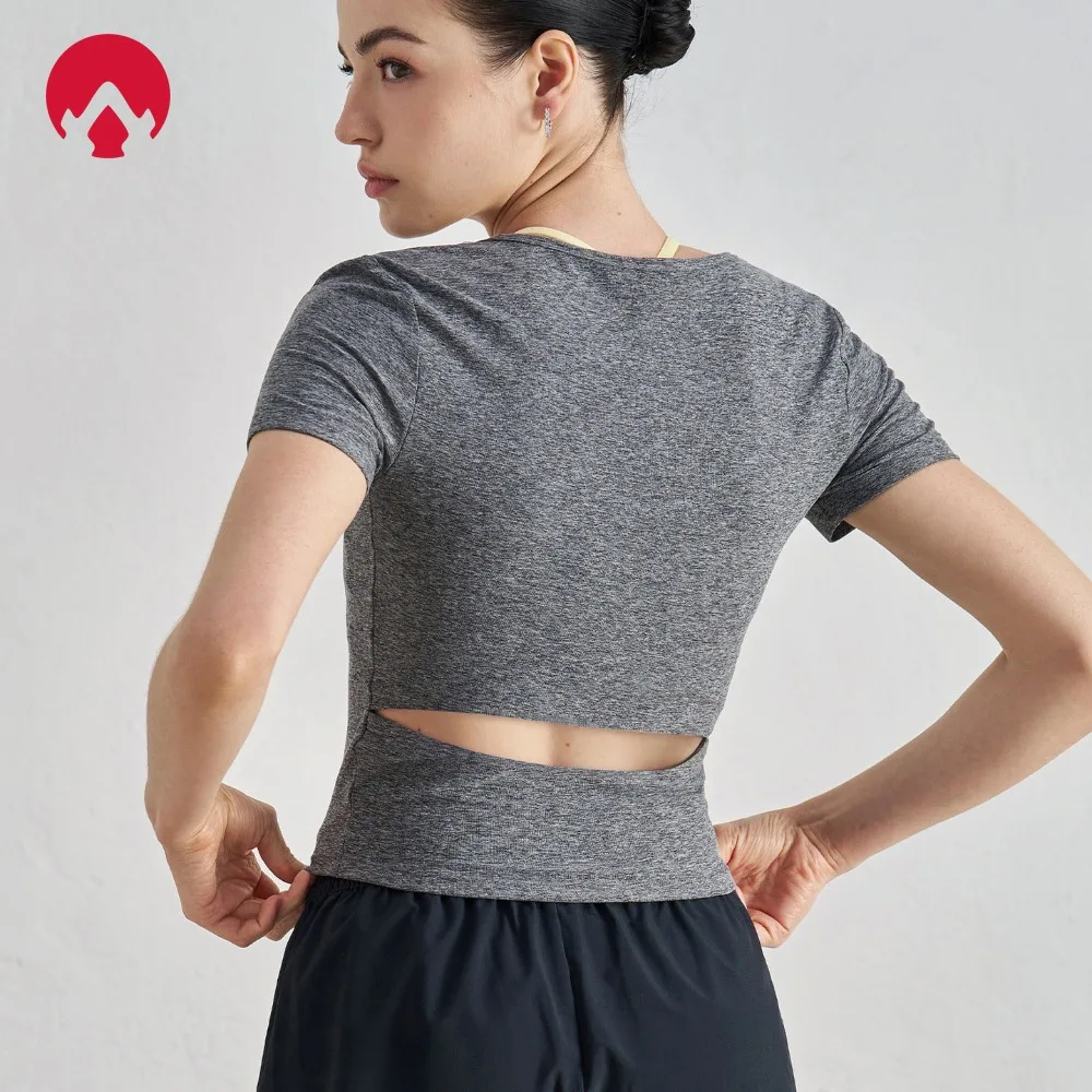 Women's Summer Yoga & Running Top – Stylish Slim-Fit Short Sleeve with Racerback – Breathable Fitness Shirt for Outdoor Workouts