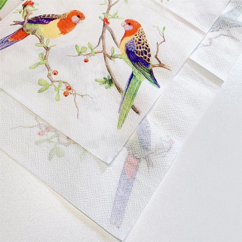 20Pcs/Pack Rose Birds Floral Table Decoupage Paper Napkins Flower Napkin Paper Tissue for Wedding Party Supplies Wholesale 4