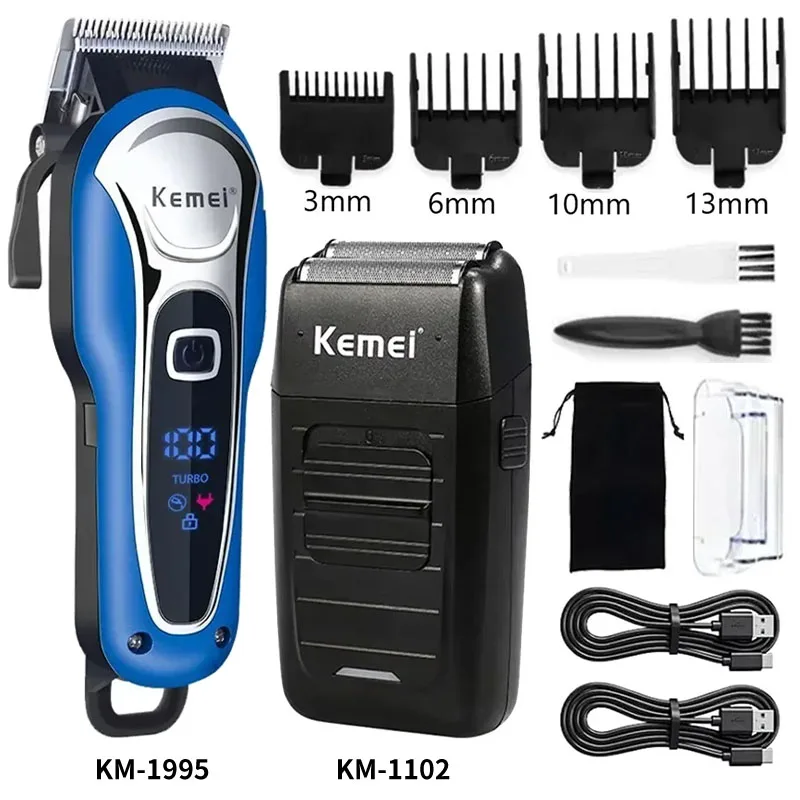 

Kemei Hair Clipper Km-1757 Km-1995 Km-1102 Barber Blading Hair Cutting Machine Clipper Grooming Cordless Rechargeable Shaver