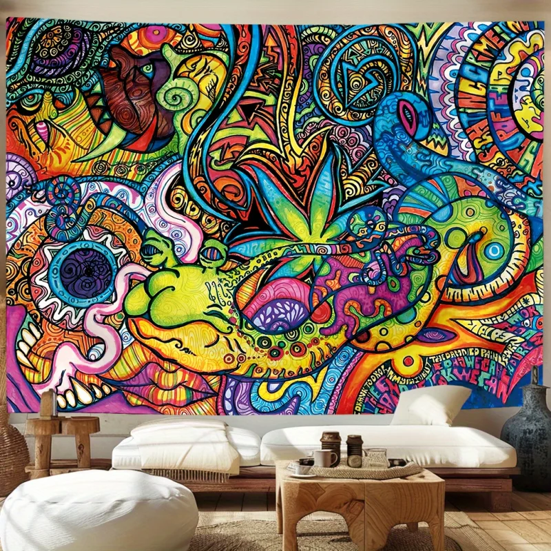 Abstract Psychedelic Tapestry Colourful Botanical Wave Tapestry Bedroom Living Room Wall Decor Tapestry