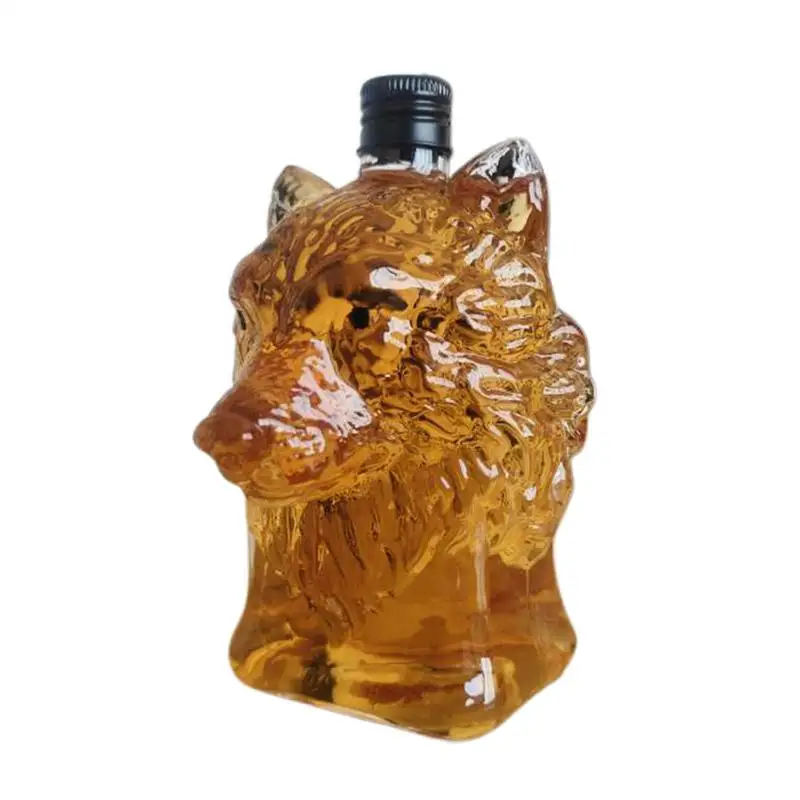

Whiskey Bottles Wolf Sculpture Wine Cup Engraved Vintage Wolf Themed Whiskey Glass Bottle For Bar Party Wolf Crested Wine Cup