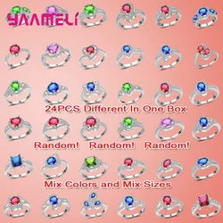 Bulk Sale 925 Sterling Silver Austrian Crystal Women Wedding Engagement Party Rings Fashion Jewelry 24pcs Mix Model Color Size