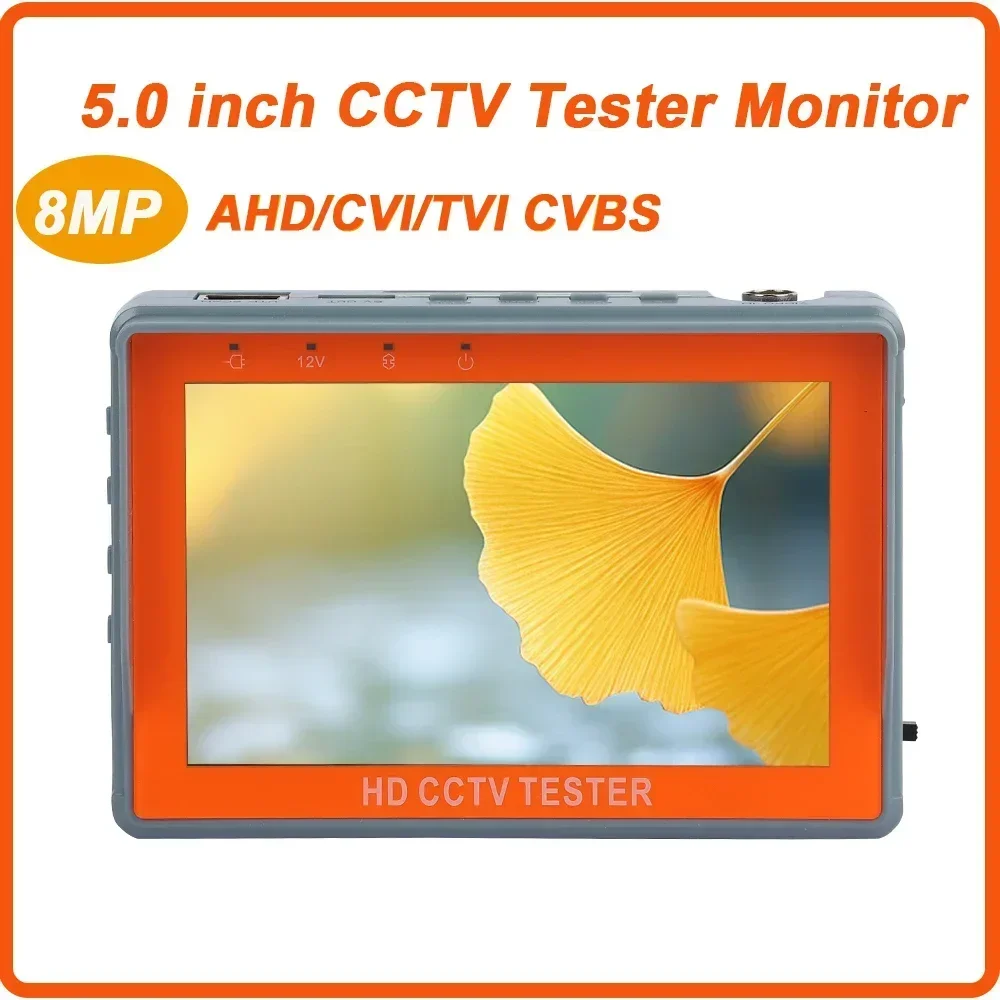 IV5 CCTV Tester 5.0 Inch Monitor CVBS 8MP AHD/CVI/TVI 4-In-1 Camera Tester Portable Tester Support PTZ Audio 18650 Battery