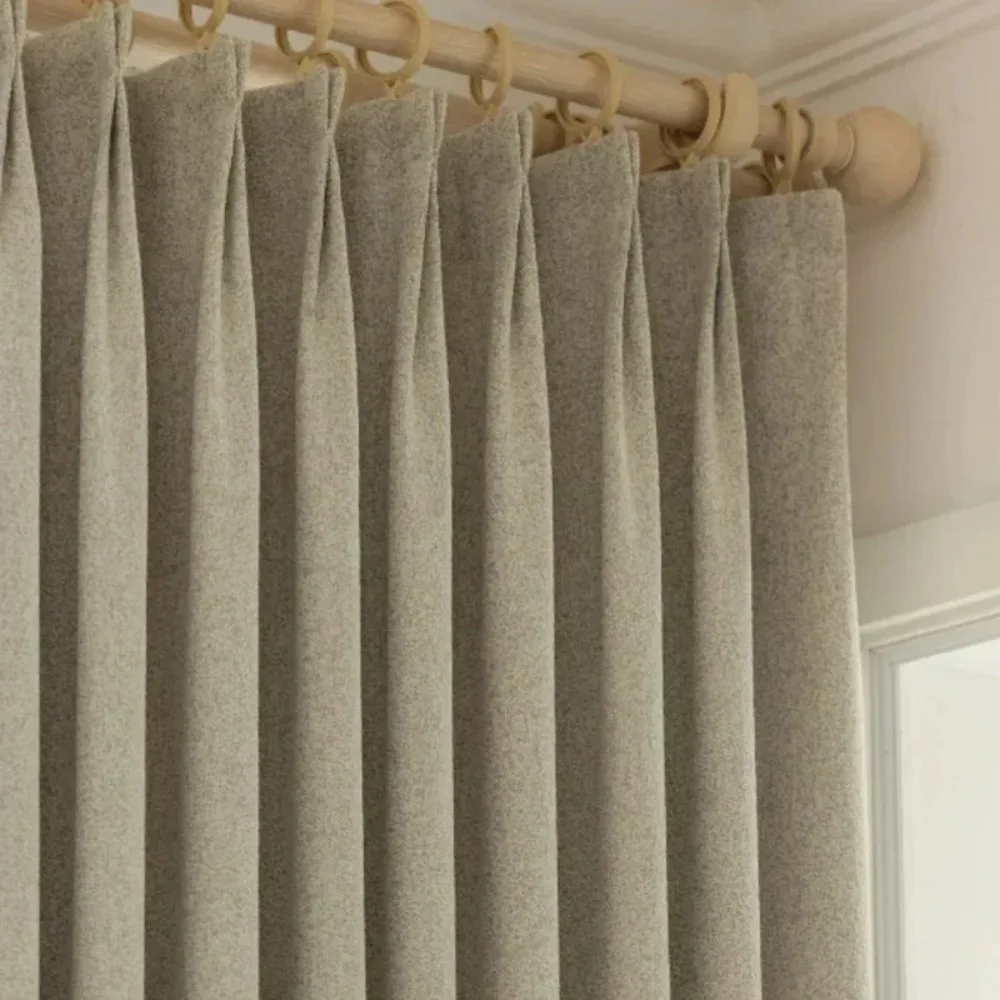 

Nordic Style Curtains for Living Dining Room Bedroom Beige Simple Thickened Thermal Insulation Imitation Cashmere Custom