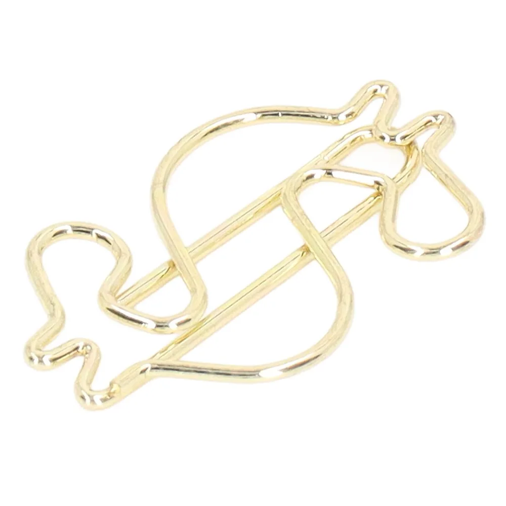 

50Pcs Electroplating Metal Gold Paper Clips Dollar Shape Gold Cute Paper Clips Fadeless Durable Mini Paper Clips Book Marking