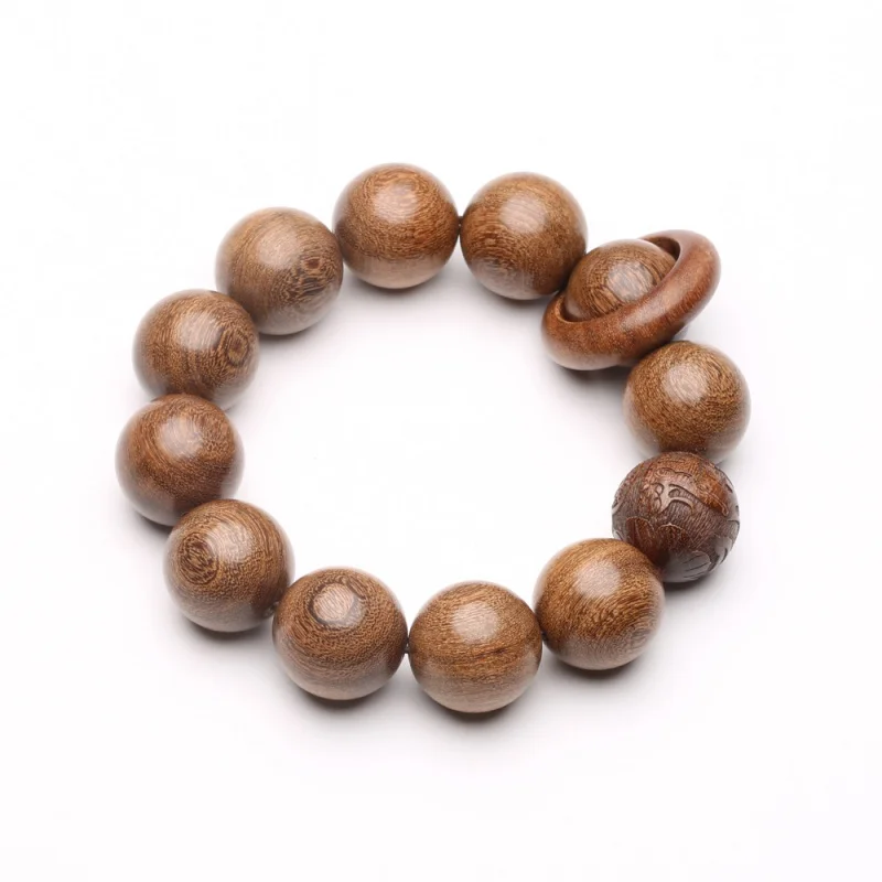 

Golden Sandalwood Beads 20mm Prayer beads for men Bracelet Band Small Calabash Flexible ring Handmade Small Hole Same Material