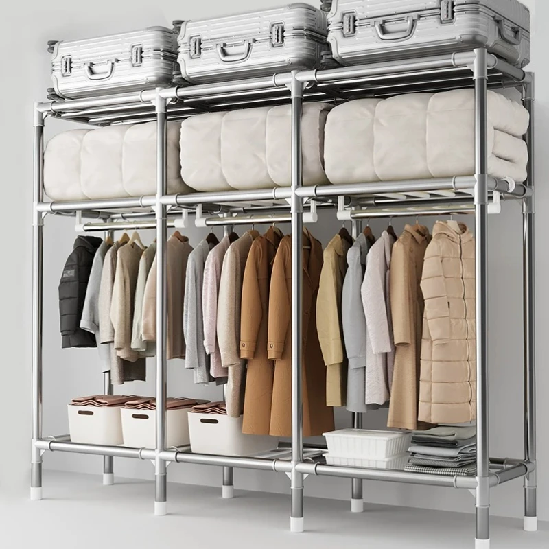 Bedroom household cloth wardrobe rental room with bold and thickened full steel frame easy to assemble bold wardrobe strong