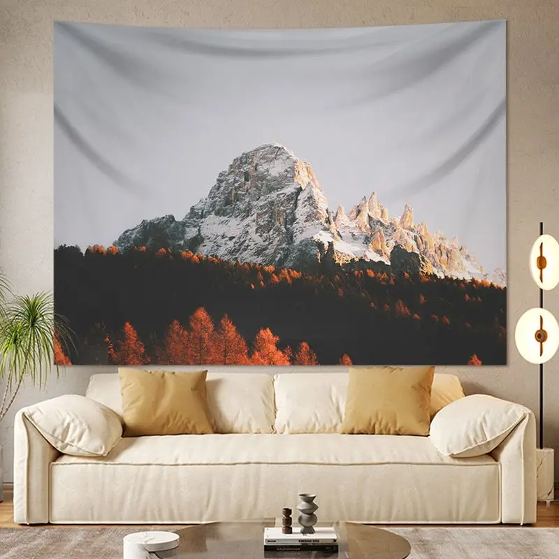 VIKAMA Fog Peak Snow Mountain Landscape Tapestry, High Definition Wear-Resistant Fabric Wall Hanging for Living Room
