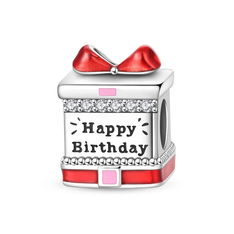 

925 Sterling Silver Birthday Gift Box Charms Beads For Women Fit Original Bracelet DIY Birthday Party Jewelry Gifts