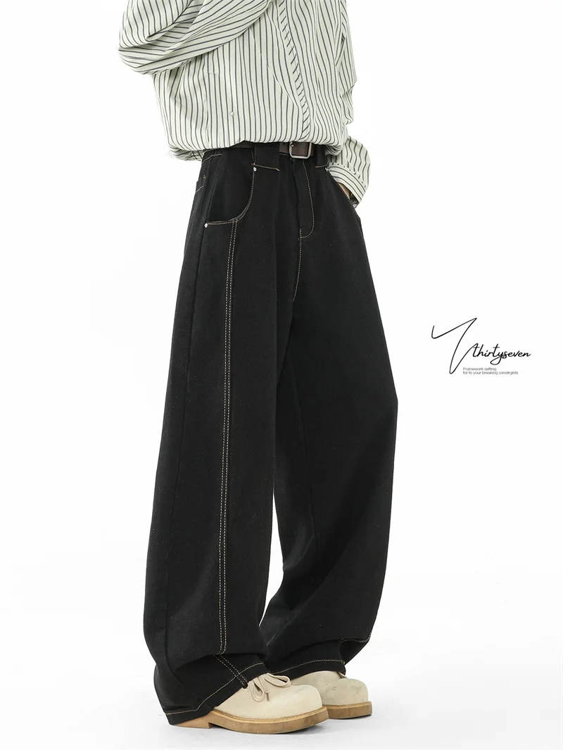 

Мужские джинсы Cleanfit American Sle с изогнутыми ножками, зимние деконструированные широкие брюки High Street, свободные прямые гонконгские джинсы Sle Lon...