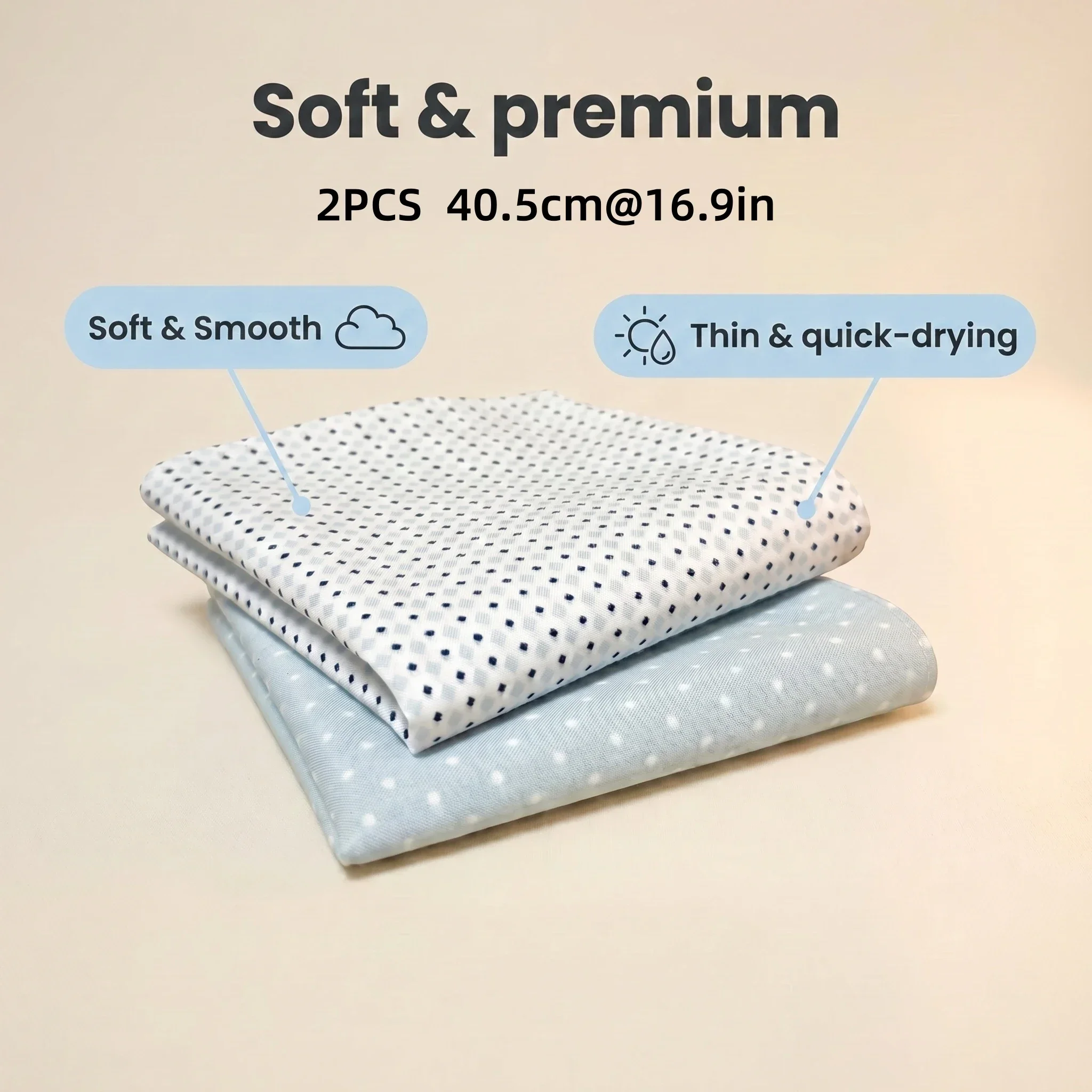 40.5cm Polka Dot Fabric, Yarn-Dyed, DIY Craft Material, 2PCS, Soft & Absorbent, Simple & Elegant