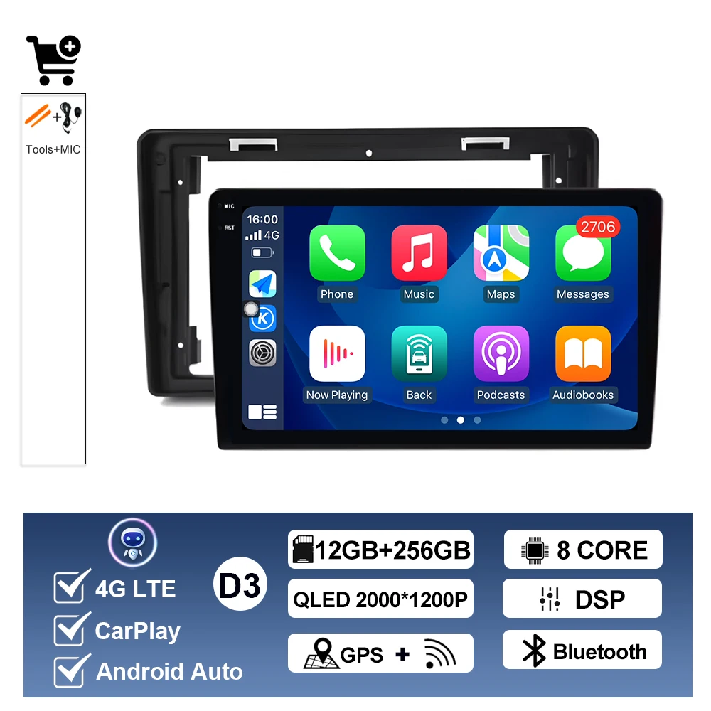 Voor Citroen C2 C3 2001 2002 2003-2010 Auto Multimedia Speler Android14 GPS Navigatie Auto Gereedschap DSP Stereo CarPlay QLED Scherm