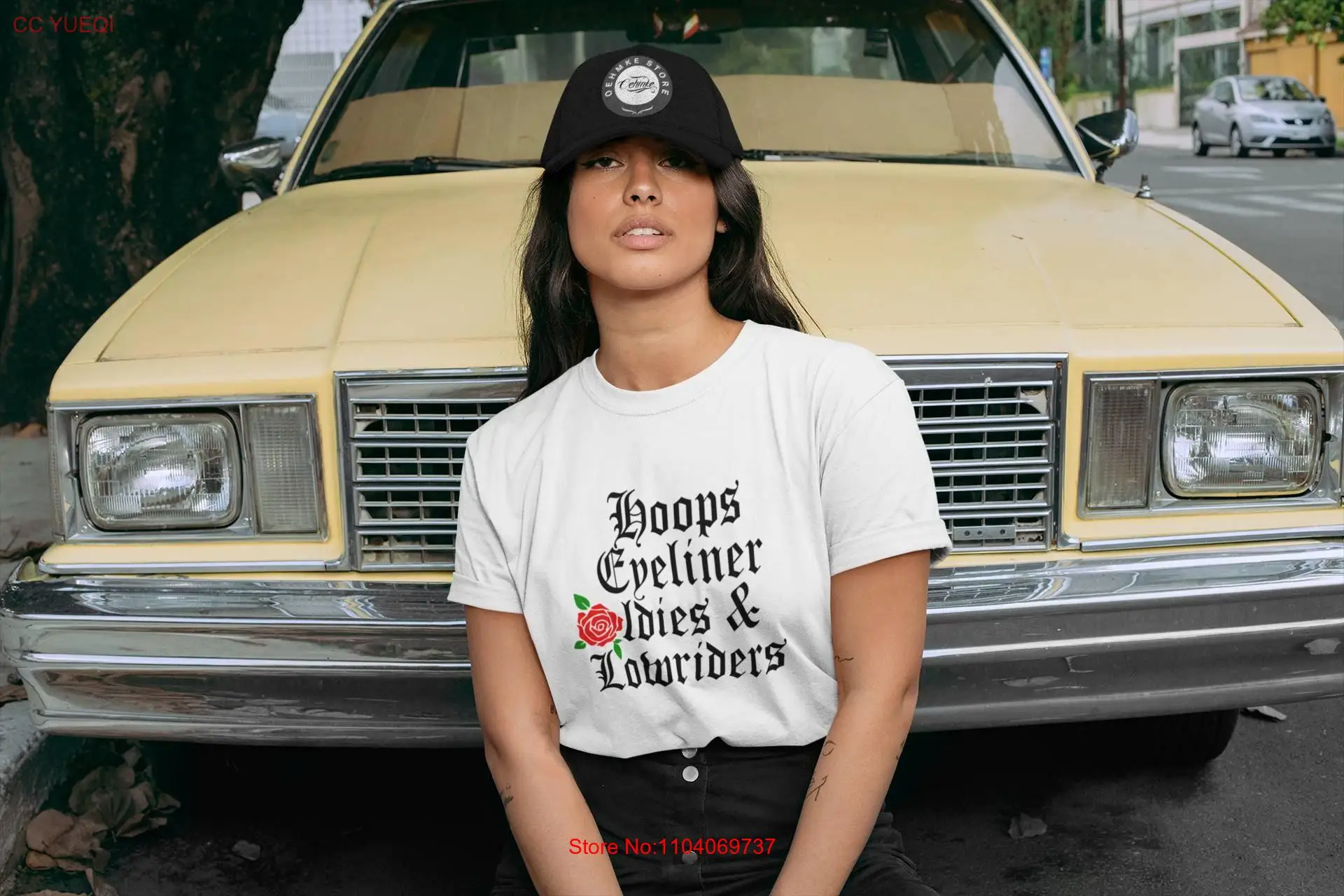 Hoops Eyeliner Oldies Lowriders Latina Owned Chicana T Shirt Chola Clothing Art long or short sleeves