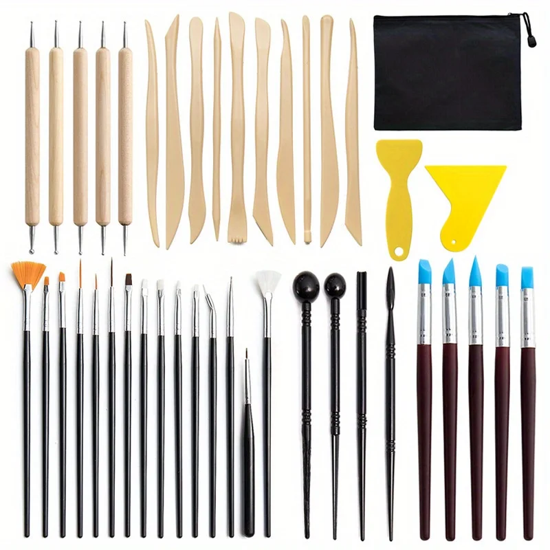 42Pcs/Set Pottery Clay Sculpting Tools Kit for Art Craft Ceramic Wax Clays Carving Tool,Pottery Sculpting Modeling Tools Set