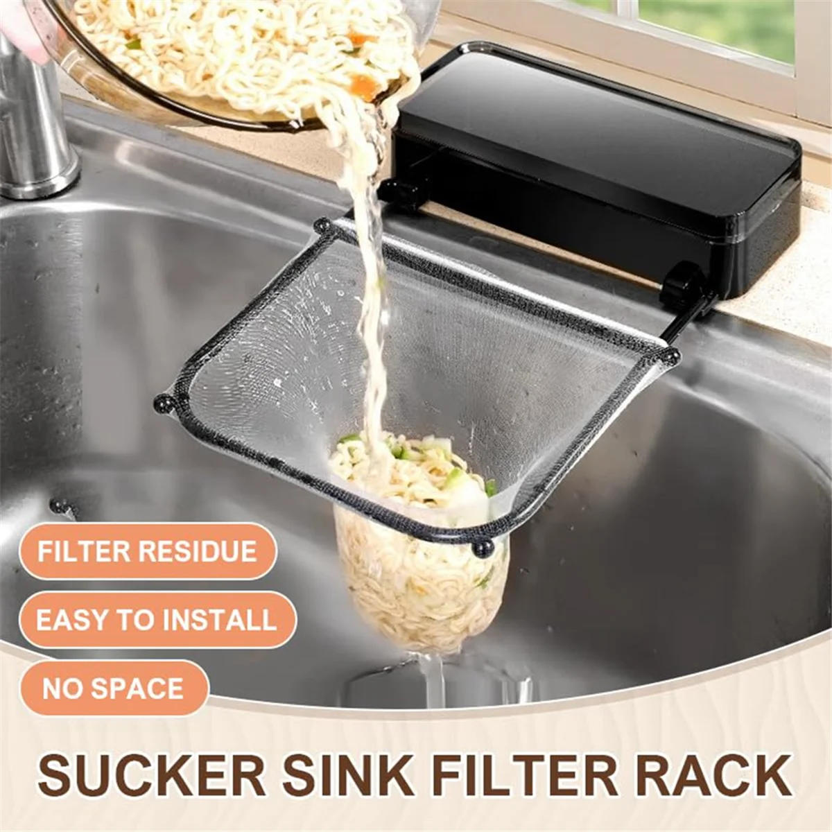 SEMOIC Sink Strainer Foldable Trash Collector with Mesh Bag Suction Cup Sink Drain Strainer Garbage Disposal Filter Bag