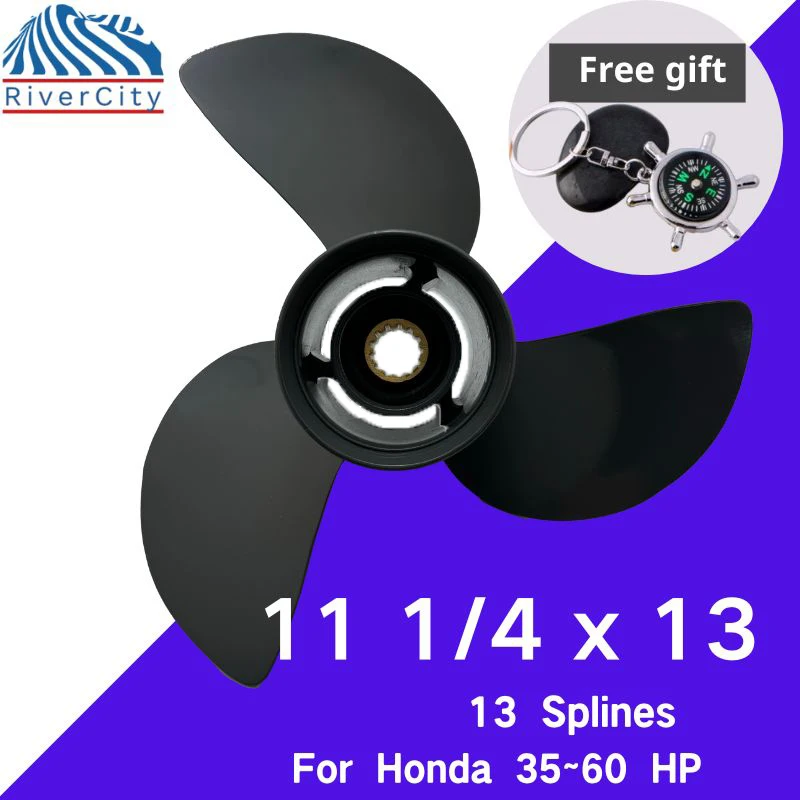 For Honda 35hp 40hp 45hp 50hp Outboard Propeller 11 1/4x13 Boat Motor Aluminum Alloy Screw Ship Marine Engine 3 Blade 13 Spline