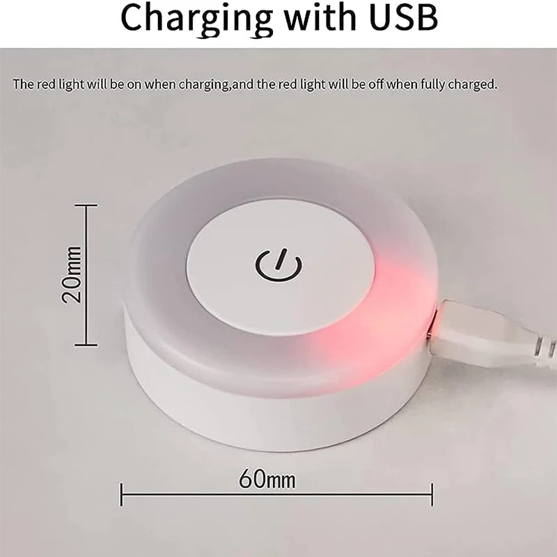 Led Light USB Rechargeable Magnetic Base Wall Light Round Portable Dimmable Night Light Interior Decoration Home Decorations