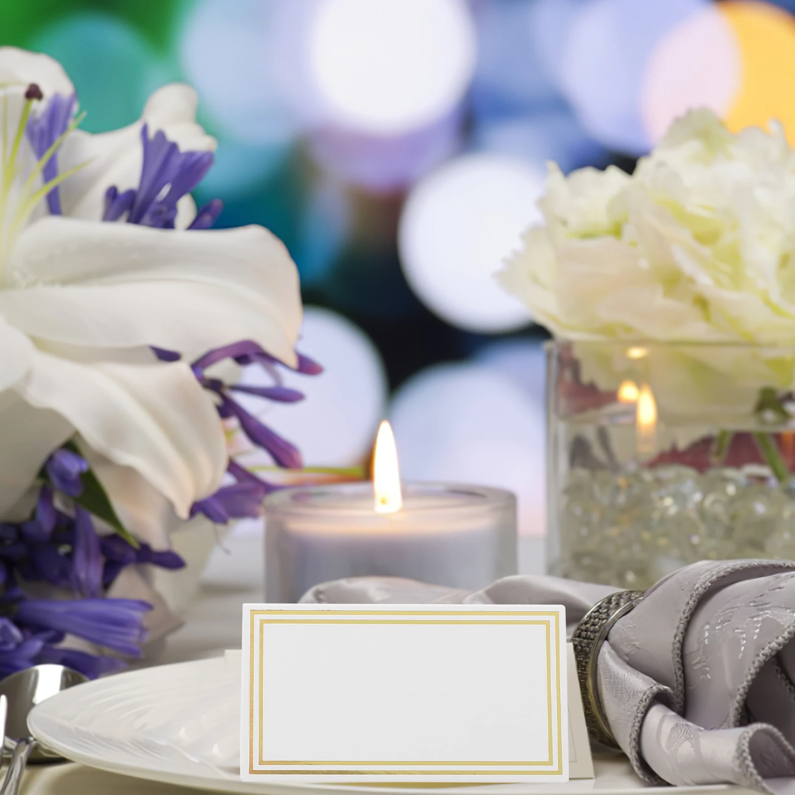 

50Pcs Elegant Bronzing Stamped Table Place Cards Smooth Writing Surface Wedding Party Decor Table Place Cards Name Card Paper