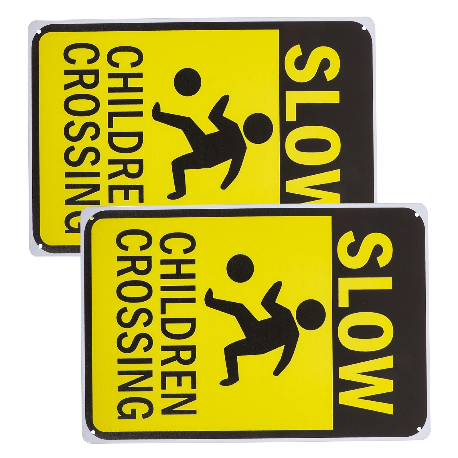 

2pcs Safety Signs Iron Sheet Warning Children Playing Slow Down Traffic Road Signs for Neighborhoods Parks Residential Areas