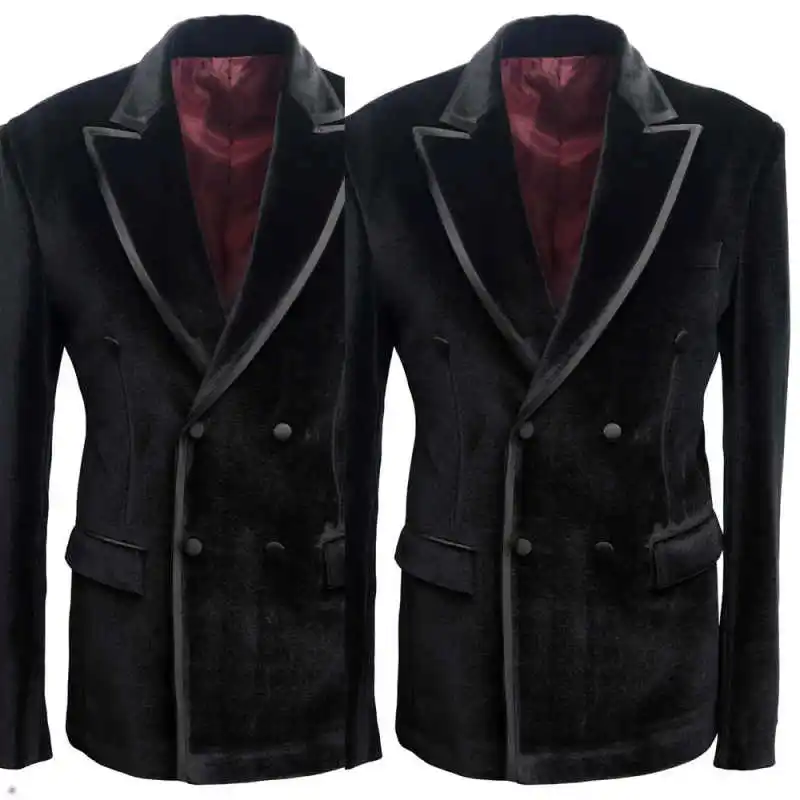 

Classic Fit Man Tuxedos Velvet 1 Pcs Jacket Wedding Suit Vintage Double Breasted Evening Groom Party Outfits Customized