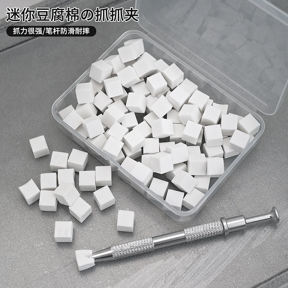 100Pcs Mini Soft Nail Sponge With Grabbing Pen Ombre Nail Art Brush Professional Manicure Painting Gradient Accessories Supplies