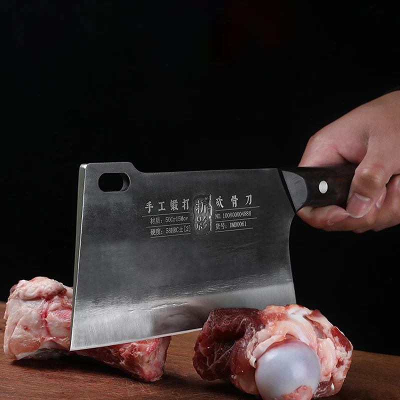 

7.5 Inch Chop Knife Wood Handle Stainless Steel Blade Sharp Machete Cleaver Hatchet Kitchen Knives Big Bone And Poultry Tools