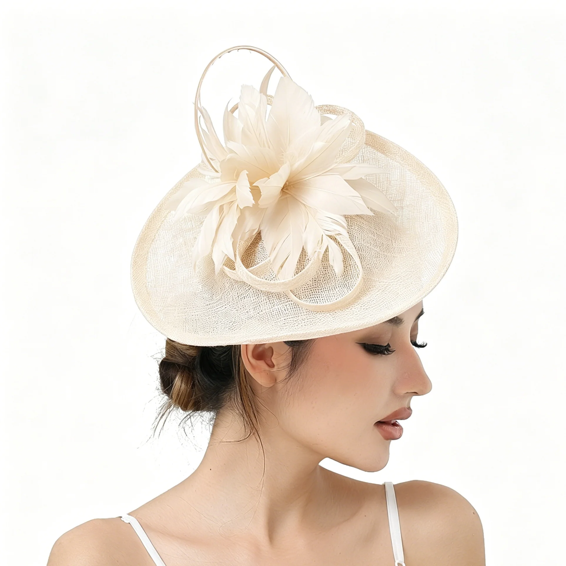 

Big Derby Fascinators For Women Elegant Wedding Chapéu Fascinator de casamento Pillbox Cap Ladies Millinery Church Hats Ladies