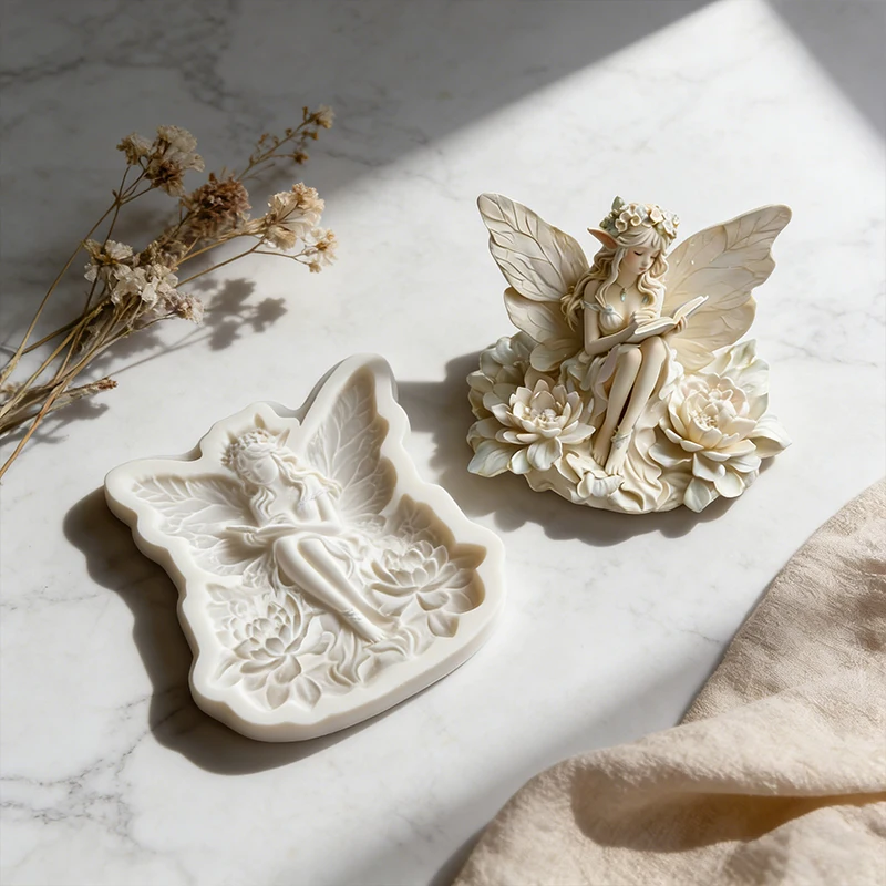 Reading Flower Fairy Silicone Mold, Dipping Mold, Used for Making Resin and Gypsum Artifacts and Decorative Pendants view 5