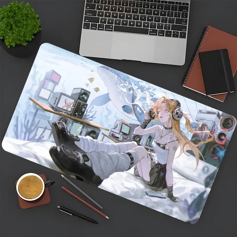فتاة سماعة الرأس في عالم الخيال تحت الماء لوحة ماوس مطاطية غير قابلة للانزلاق قابلة للغسل