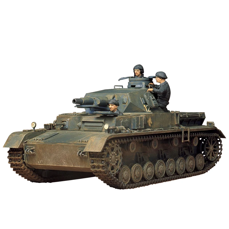 Tamiya Plastic assembled tank model kit 35096 IV medium tank attached to man 1/35