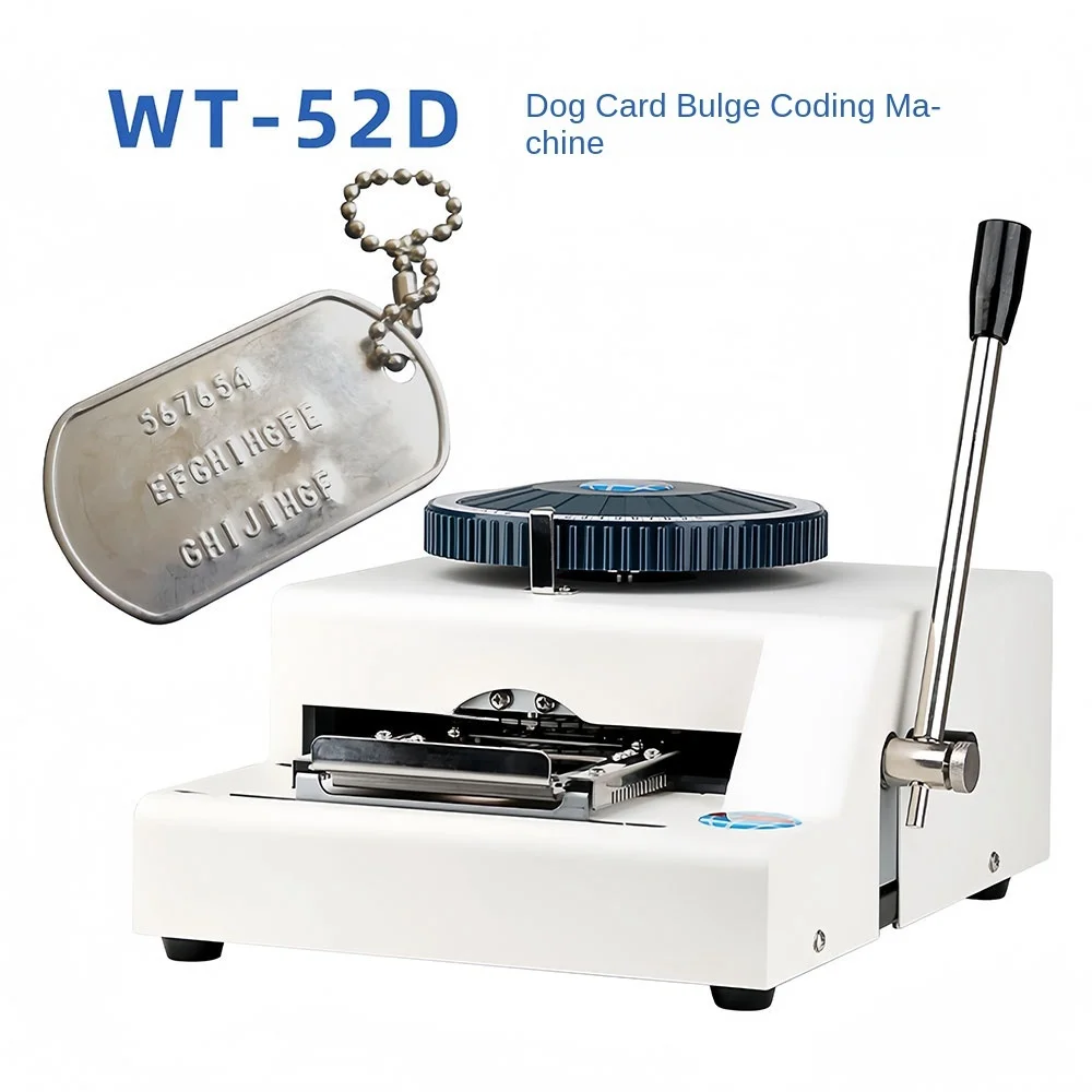 WT-52D 3/4/5mm manuale dog tag convex character coding machine metallo hanging tag in acciaio al titanio hangi in acciaio inossidabile