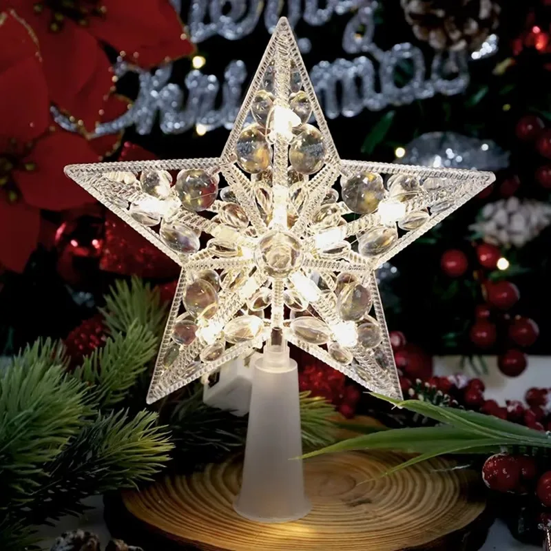 15 cm Weihnachtsbaum-Dekoration, Sterne, warmweiße Lichter, Heim- und Raumdekoration, LED-glänzende Lampe, Weihnachtsfest, TopStar Navidad, 1,07 Zoll