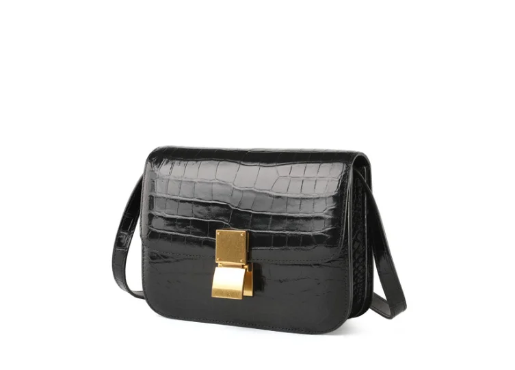Classic Design Genuine Crocodile Skin Women Shoulder Cross Body Bag Alligator Leather Daily Tote Purse Bean Curd Square Style