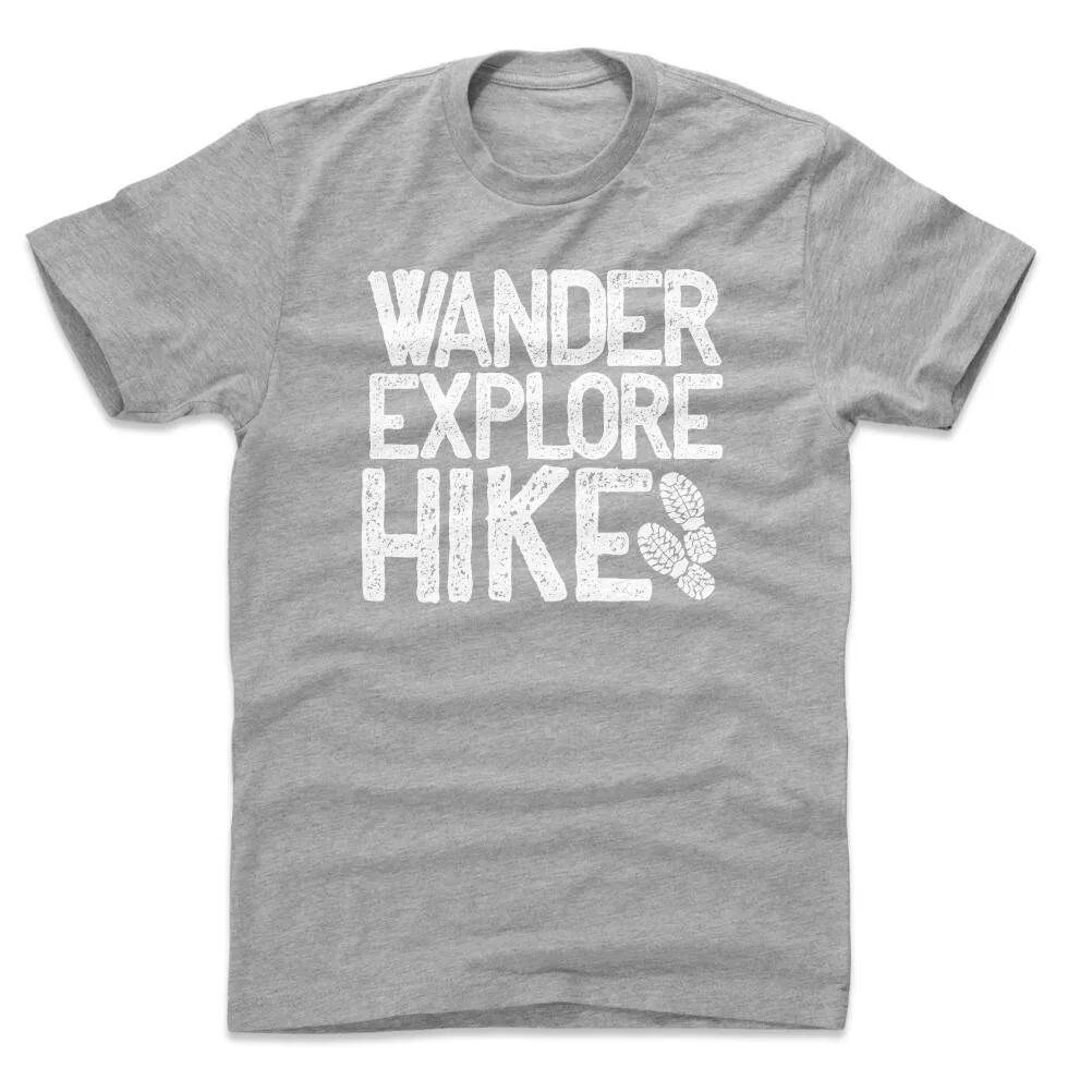 Hiking Lover Men's Cotton T Shirt Adventure Outdoors Wander Explore Hike WHT