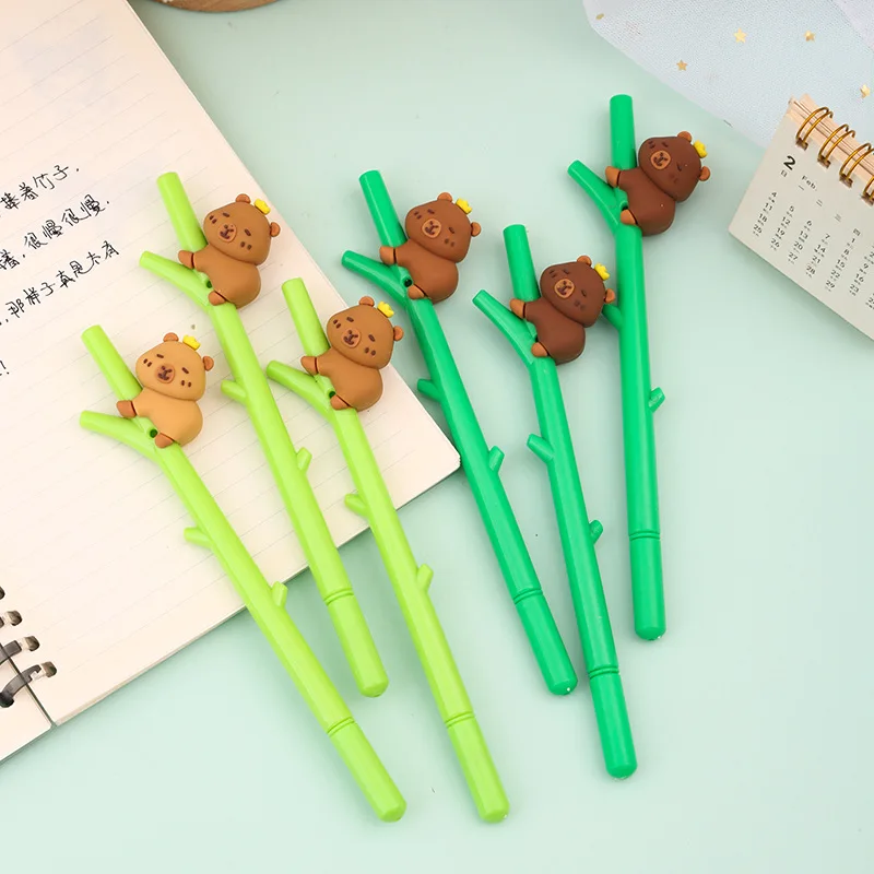 36 Pcs with box New Cute Capybara Neutral Pen Set with Storage Box Soft Glue Cartoon Form, Black Writing Signature Pens