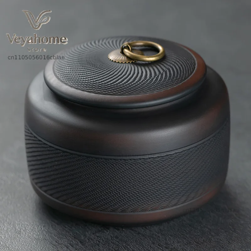 tea organizer Porcelain Purple pottery tea can Sealed moisture-proof jar ceramic purple clay awaken tea jar Pu erh storage jars