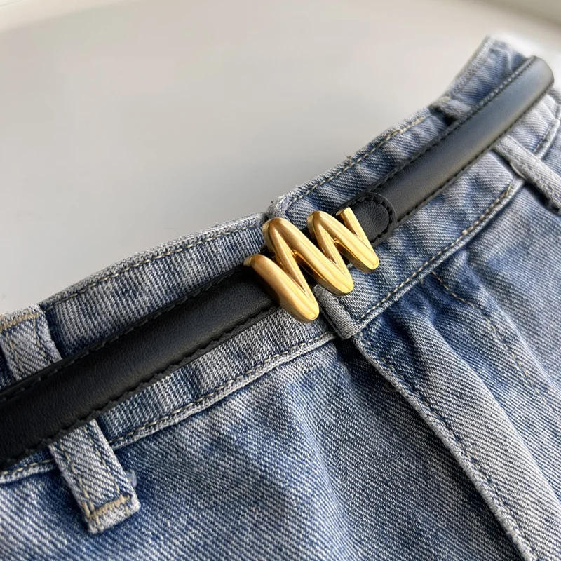 

Fashion Women thin Belt Gold Buckle skinny belts Genuine Leather High Quality Waistband Women's Dress Jeans Skirts girdle