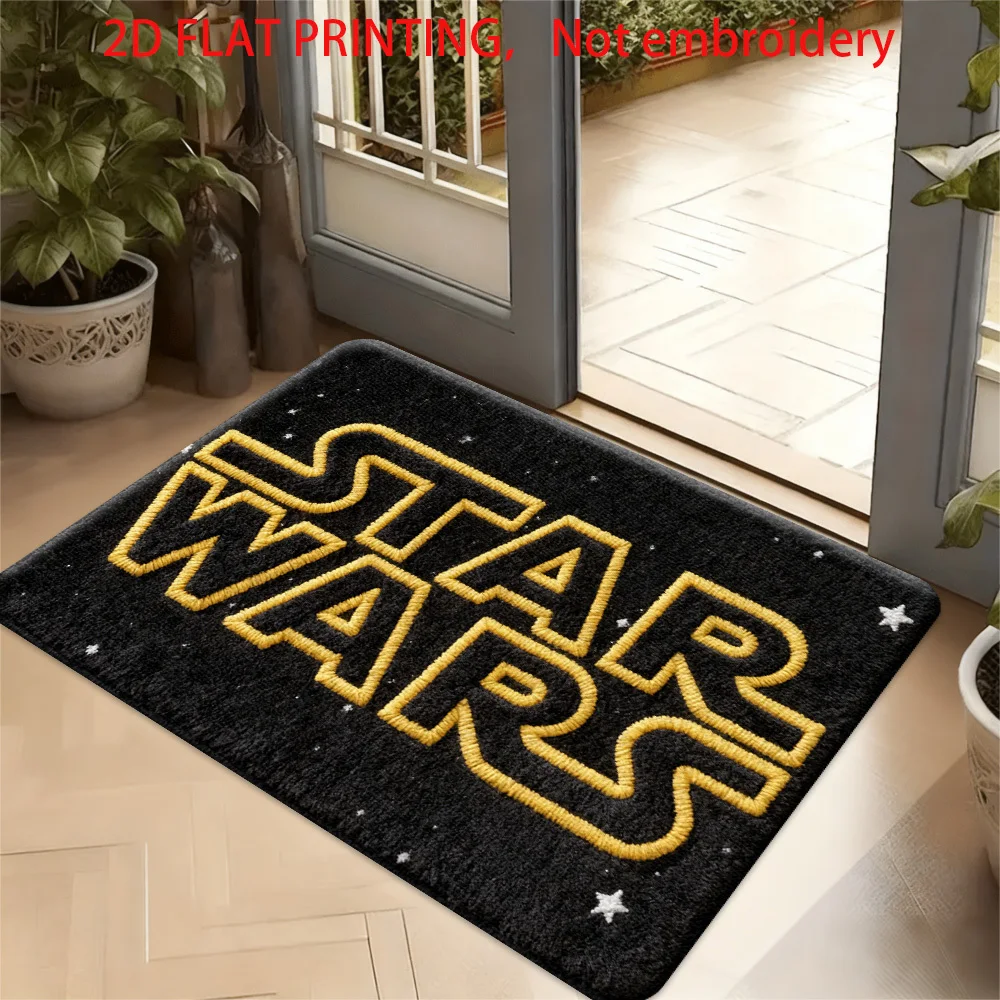 1pc Tapetes de poliéster com impressão plana 2D Star Wars |   Tapete de Flanela Confortável, Tapete Macio para Interior, Ideal para Sala de Estar e Entrada, Carro