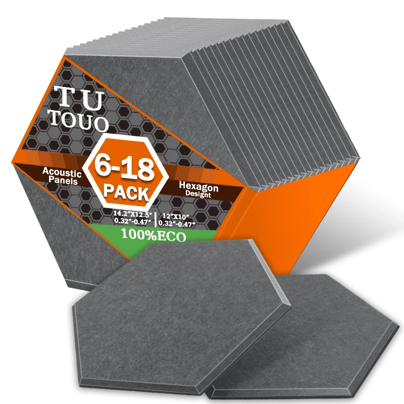 

TOUO Acoustic Treatment Panels Recording Room Noise Absorbing 6-18 Pcs Acoustic Panel 3D Soundproof Panel Hexagonal Design