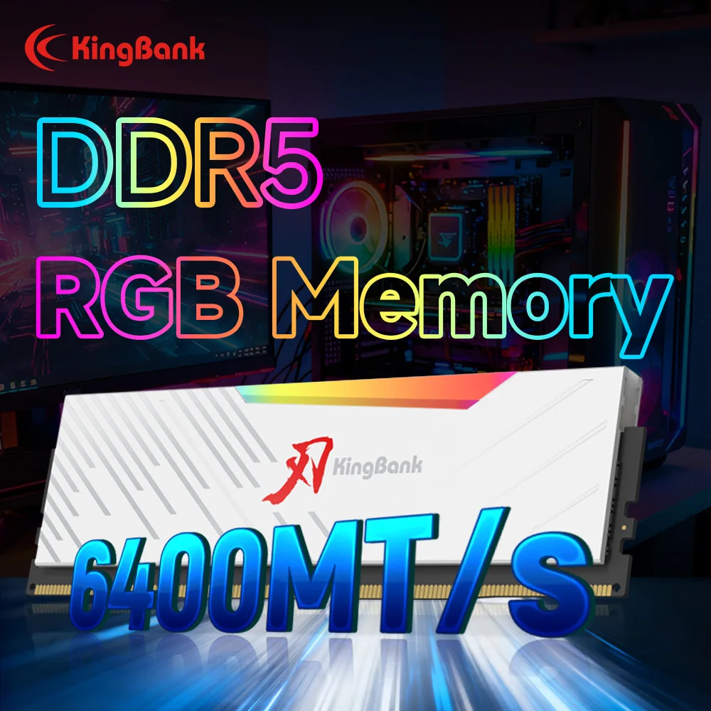 

KINGBANK SOARBLADE KRRW Series 32GB (16GBx2) DDR5 RAM White RGB Memory 6400MHz Compatible with Hynix M DIE