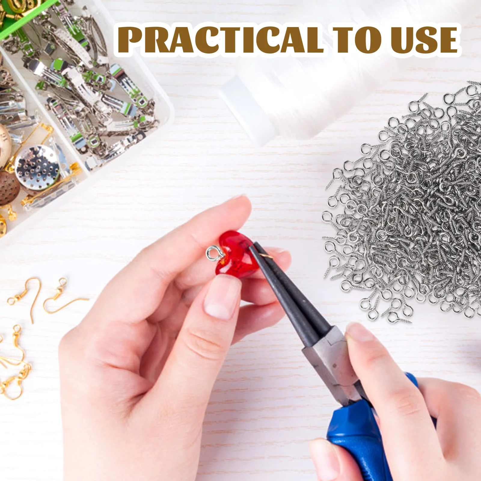 

500 pcs Mini Screw Eye Pins Jewelry Making Craft Diy Accessories For Hanging Charms Ornaments Keychains Clay Sculptures